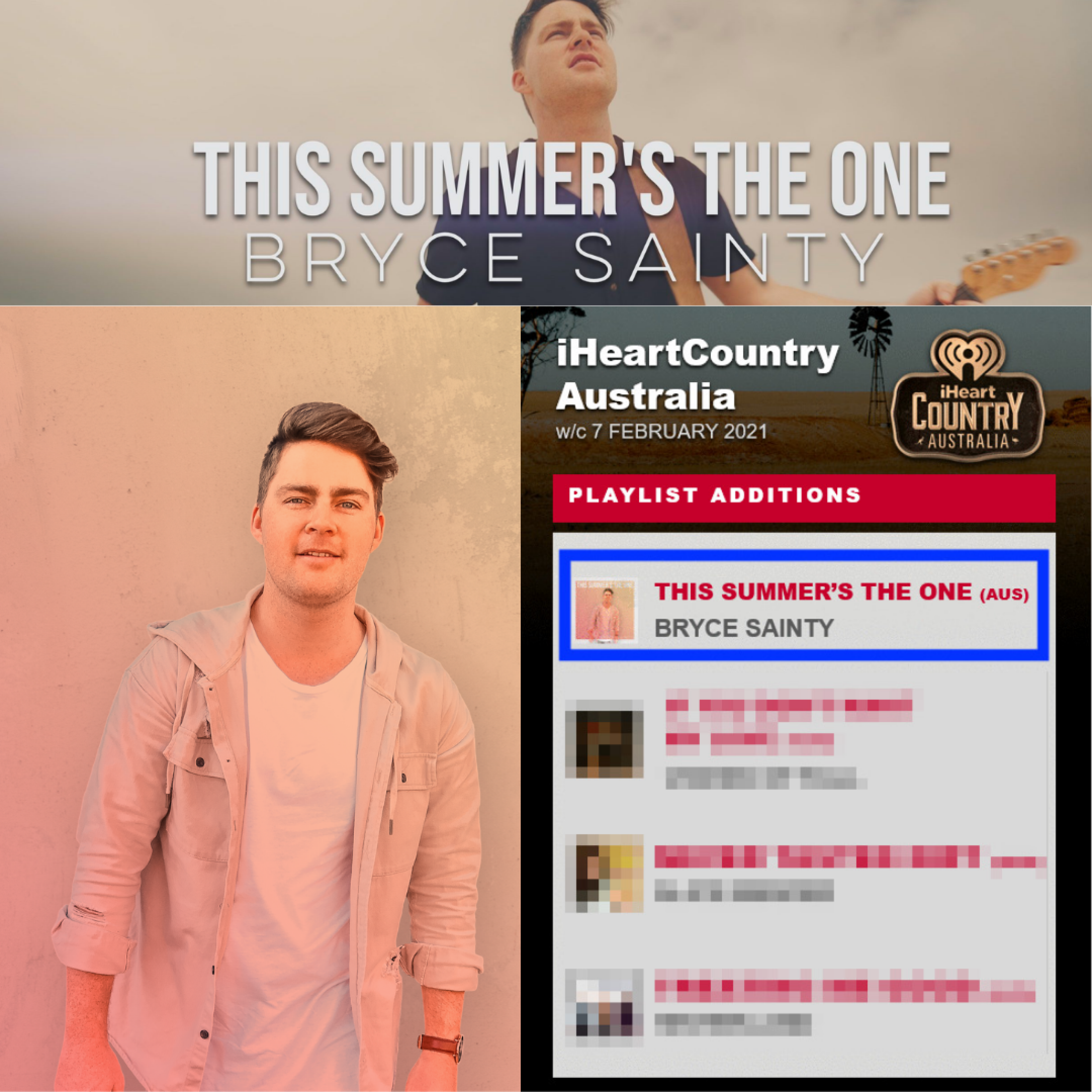 Bryce Sainty - 'This Summer's The One' Added ATB to iHeart Country 