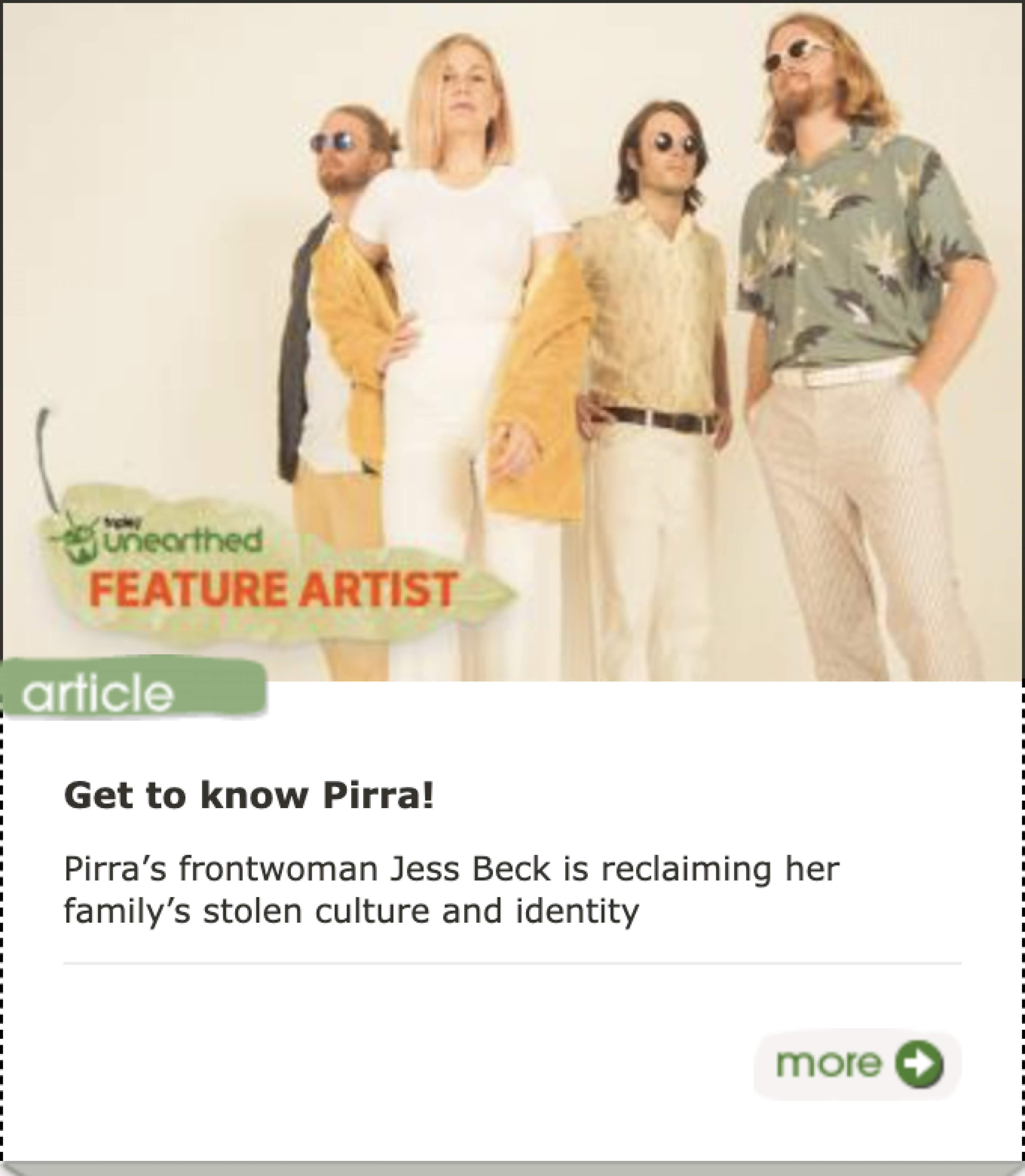 Pirra Triple J Unearthed - 'Feature Artist'